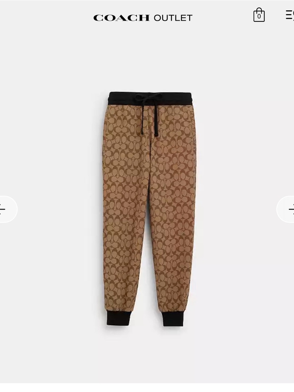 Coach Brown Signature Monogram Joggers with Black Trim